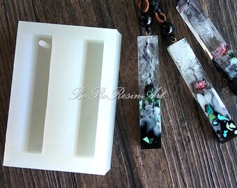 Rechthoek ketting siliconen mal-rechthoek hanger hars schimmel-lange strip sieraden maken schimmel-ketting hars schimmel-epoxy hars kunst mal