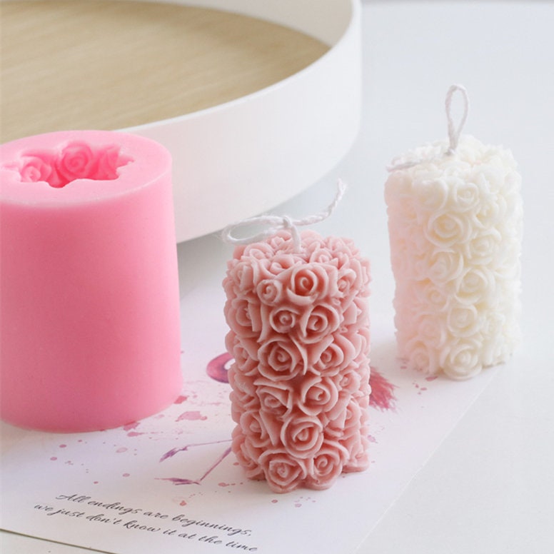 Rose Flower Cylinder Candle Mold-cylinder Candle Silicone - Etsy