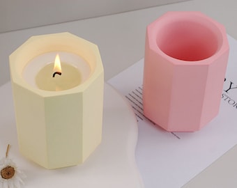 Octagon Candle Cup Silicone Mold-Octagon Storage Jar Mold-Concrete Candle Vessel Mold-Pen Holder Mold-Plaster Resin Home Decor Mold