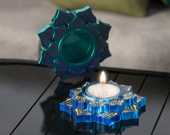 Geometric Lotus Candle Holder Mold-Candlestick Holder Resin Mold-Tea Light Holder Mold-Tealight Holder Mold-Aromatherapy Plaster Mold