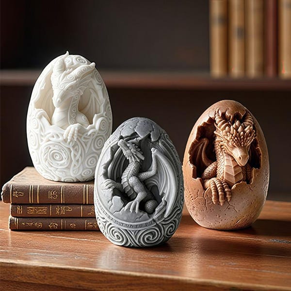 Drachen Ei Silikonform-Fantasy Eischale Kerzenform-Drachen Baby Harz Form-DIY Aromatherapie Gipsform