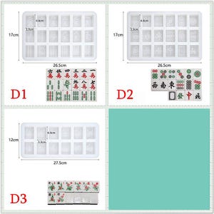 38 40 42 44 Mahjong Stück Silikonform-Glücksspiel Schlüsselanhänger Harzform-Glücksform D1+D2+D3
