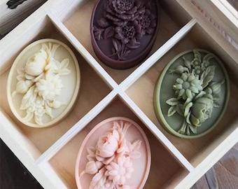 Flower Soap Silicone Mold-Oval Relief Flowers Soap Mold-Sunflower Soap Mold-Floral Pattern Soap Mold-Handmade Soap Mold-Gift for Christmas