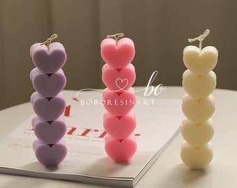 Heart Shaped Pillar Candle Mold-Love Heart Candle Mold-Candle Silicone Mold-Candle Craft Mold-Aromatherapy Candle Mold