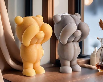 Teddy Bear Candle Silicone Mold-Standing Bear Candle Mold-Cartoon Bear Candle Mold-Heart Bear Candle Mold-DIY Aromatherapy Plaster Mold