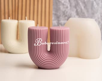 U Shaped Candle Silicone Mold-Rainbow Arch Candle Mold-Ribbed Pillar Candle Mold-Geometric Candle Mold-Aroma Plaster Mold