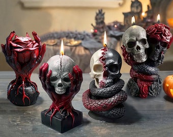 Halloween schedel siliconen mal-handroos kaars schimmel-slang schedel kaars schimmel-schedel hoofd kaars schimmel-esthetische kaars schimmel-bijenwas kaars schimmel