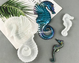 Grande cavalluccio marino in silicone stampo-cavalluccio marino arte parete stampo-simpatico ippocampo resina muffa-vita marina decorazione murale stampo-resina epossidica arte stampo