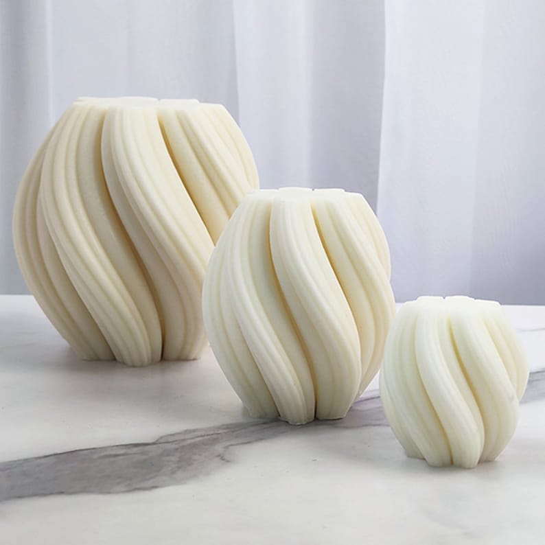 3D Wavy Line Twirl Pillar Candle Mold-Spiral Swirl Candle Mold-Twirl Candle Mold-Geometric Art Candle Mold-Scented Candles Mold image 2