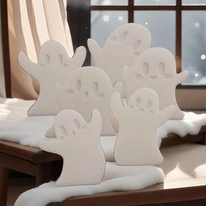 6Pcs/Set Ghost Silicone Mold-Happy Ghost Resin Mold-Halloween Ghost Candle Mold-Concrete Cement Ghost Mold-Jesmonite Plaster Decor Mold