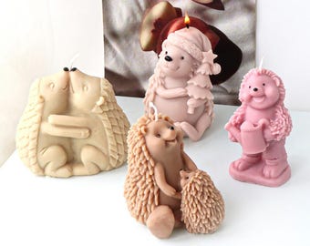 3D Hedgehog Silicone Mold-Couple Hedgehog Candle Mold-Christmas Hedgehog Candle Mold-Cute Hedgehog Resin Mold-DIY Aromatherapy Plaster Mold