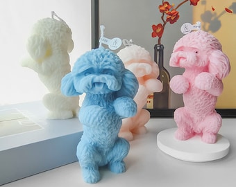 3D Teddy Dog Silicone Mold-Teddy Dog Candle Mold-Staande Hond Kaars Mold-Hond Beeldje Mold-Handgemaakte Zeep Mold-Jesmonite Gips Decor Mold