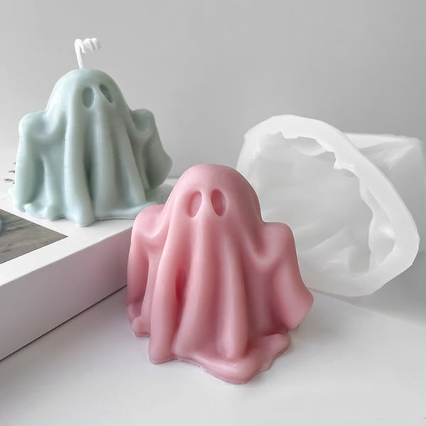 3D Ghost Candle Silicone Mold-Halloween Ghost Candle Mold-Cartoon Ghost Candle Mold-Handmade Soap Mold-DIY Aromatherapy Plaster Mold