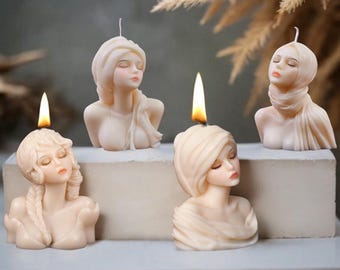 Fashion Girl Candle Silicone Mold-Young Lady Candle Mold-Goddess Candle Mold-Portrait Sculpture Candle Mold-DIY Aromatherapy Plaster Mold