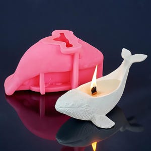 Stampo in silicone per vasetti di candele a forma di balena, stampo per vasi succulenti a forma di balena, stampo per fioriere da giardino, stampo per vasi di candele in cemento, stampo per decorazioni in gesso Jesmonite