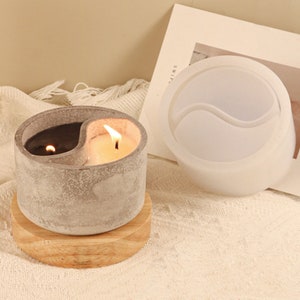 Yin Yang Candle Jar Silicone Mold-Yin Yang Planter Pot Mold-Tai Chi Storage Box Mold-Concrete Candle Vessel Mold-Cement Jesmonite Resin Mold