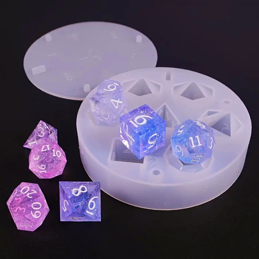 7 Standard Polyhedral DND Dice Molds for Resin, Cap Slab Style Sharp Round  Edge Design Resin Dice Mold Set for Custom D20 Dice for Board Games