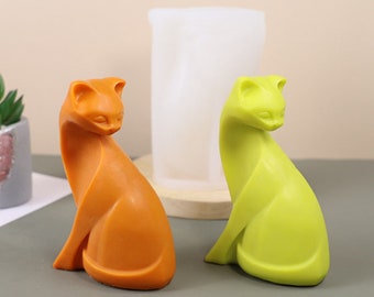 Sitting Cat Silicone Mold-Enchanting Cat Candle Mold-Animal Cat Candle Mold-Cat Sculpture Candle Mold-Aromatherapy Plaster Decor Mold