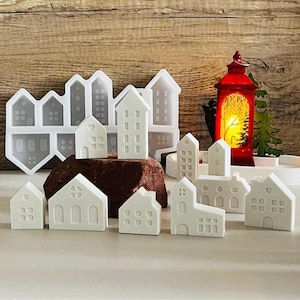 Nordic House Silicone Mold-Mini House Resin Mold-Village House Mold-Cathedral Castle Mold-Concrete Light House Mold-Jesmonite Plaster Mold