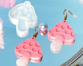 Cute Mushroom Earrings Silicone Mold-Mushroom Earrings Resin Mold-Mushroom Charm Mold-Earrings Jewelry Making Mold-Epoxy Resin Art Mold
