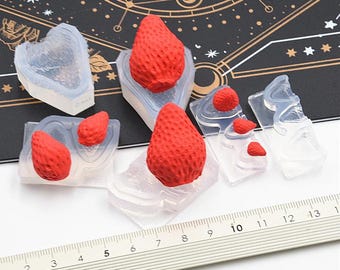 ミニチュアいちご型：1/12＆1/6スケールのドールハウス用樹脂粘土