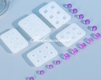 8mm 10mm Bead Silicone Mold-Round Square Beads Resin Mold-Bead Earrings Bracelet Mold-Bead Jewelry Making Mold-Epoxy Resin Art Mold