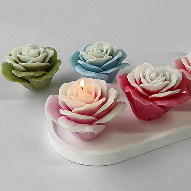 Round Rose Flowers Silicone Soap Cake Candle Mold Cookie Candy Craft DIY Mould e