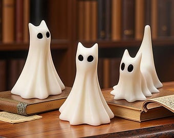 Molde de silicona para gato de Halloween - Molde de resina para fantasma de gato - Molde para velas con forma de animal - Molde de yeso para aromaterapia DIY