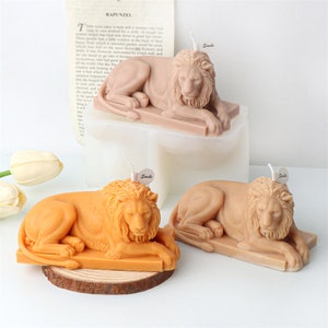 3D leeuw standbeeld siliconen mal-slapende leeuw kaars schimmel-dierlijke leeuw kaars schimmel-beton cement leeuw schimmel-DIY aromatherapie gips schimmel