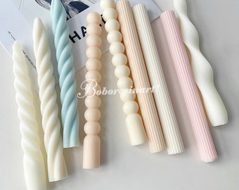 Spiral Stripe Candle Mold-Twist Striped Pillar Candle Mold-Geometric Line Candle Mold-Taper Candle Mold-Dinner Candle Mold-Aroma Candle Mold