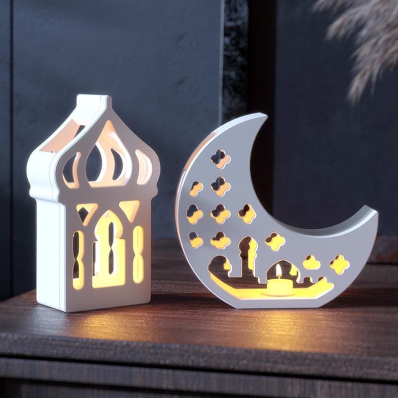 Ramadan Moon Silicone Mold-hollow House Resin Mold-led Light House