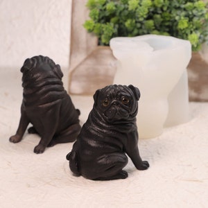 Pug vela silicona molde-lindo pug vela molde-cachorro perro vela molde-animal perro vela molde-abejas vela molde-aroma yeso decoración molde