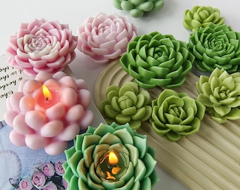 8 estilos de vela suculenta molde de silicone-molde de vela de planta suculenta-molde de resina de flor suculenta-molde de gesso de aromaterapia-molde de decoração de jardim