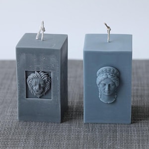 European Candle Silicone Mold-Greek Goddess Candle Mold-Lion Head Candle Mold-Embossed Pillar Candle Mold-Aesthetic Art Candle Mold