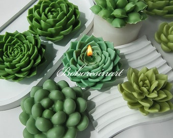 Stampo in silicone per candele succulente in 8 stili, stampo per candele per piante grasse, stampo per candele per piante da giardino, stampo per candele di soia fatto a mano, stampo artistico in resina epossidica