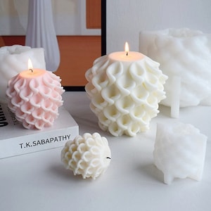 Morning Glory Candle Silicone Mold-Flower Ball Candle Mold-Flower Pillar Candle Mold-Beeswax Candle Mold-DIY Aromatherapy Plaster Mold