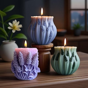 Lavender Candle Silicone Mold-Flower Pillar Candle Mold-Embossed Flower Candle Mold-Wedding Flower Candle Mold-Soy Beeswax Candle Mold