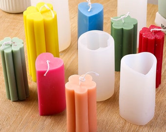 Flower Pillar Candle Mold-Heart Shaped Pillar Candle Mold-Flower Tower Candle Mold-Beautiful Candle Silicone Mold-Scented Soy Candle Mold