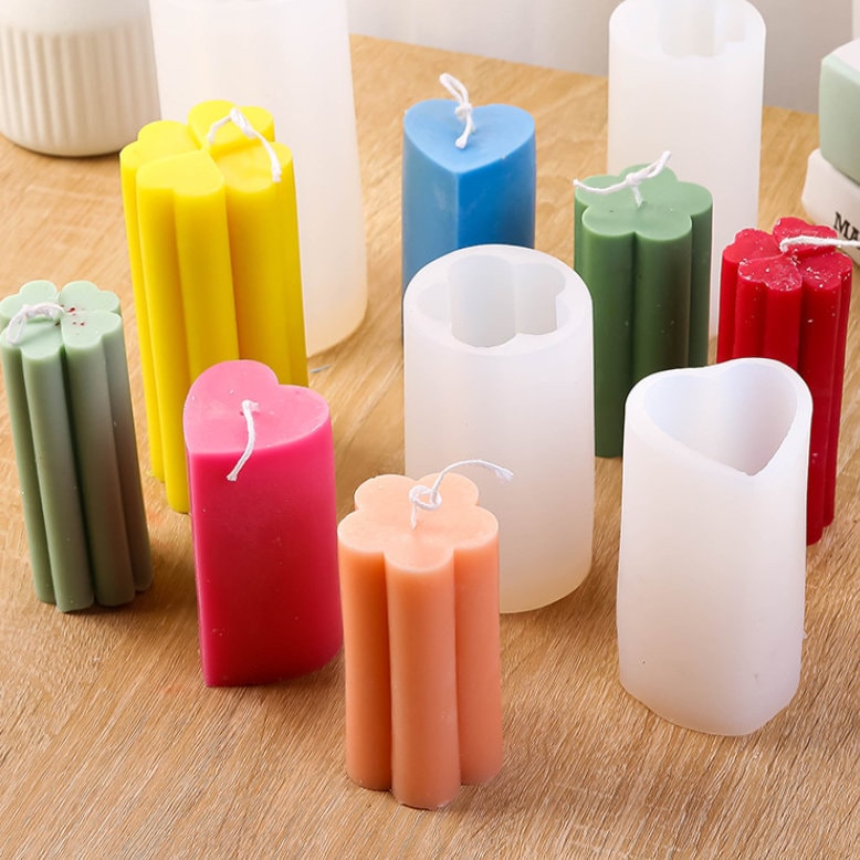 Unique Stack Candle Making With Taper Mould Set 12pcs Aesthetic Candle Art  New Geometric Silicone Scented Candle Molds for Home Decor 