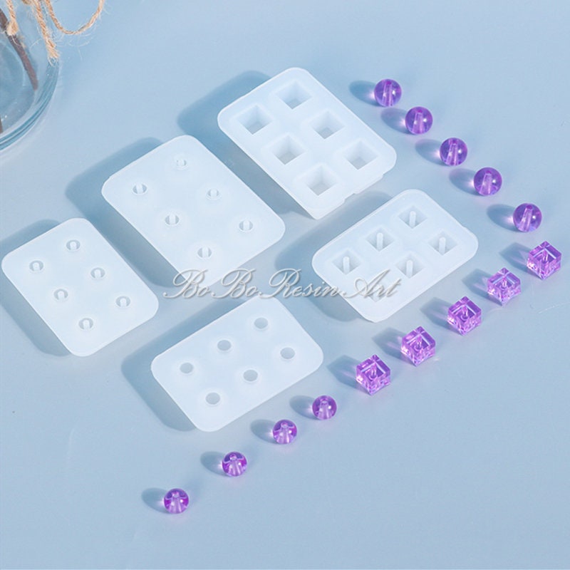 9mm 12mm 16mm Beads Silicone Mold-round Square Beads Resin Mold-bead  Bracelet Mold-bead Necklace Pendant Mold-epoxy Resin Molds for Jewelry 