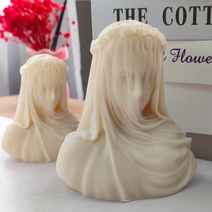 Veiled Woman Candle Silicone Mold-Veiled Lady Candle Mold-Greek Goddess Candle Mold-Bust Sculpture Candle Mold-Aroma Plaster Mold