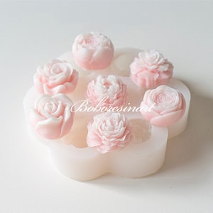 Miniature Flower Silicone Mold-Rose Peony Flower Candle Mold-Natural Flower Resin Mold-Flower Fondant Mold-Chocolate Cake Decor Mold