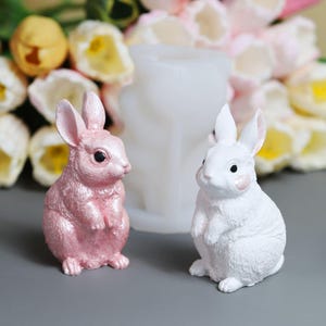 Lucky Rabbit Silicone Mold-Cute Rabbit Resin Mold-Easter Bunny Candle Mold-Concrete Rabbit Statue Mold-DIY Aromatherapy Plaster Mold