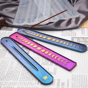 Retención de incienso Resina Mold-Moon Phase Incense Silicone Mold-Incense Sticks Holder Mold-Incense Burner Container Casting Mold-Epoxy Resin Mold
