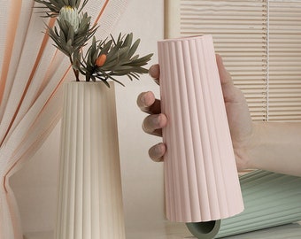 Large Vase Silicone Mold-Striped Flower Vase Resin Mold-Concrete Cement Vase Mold-Jesmonite Plaster Vase Mold-Modern Vase Decor Mold