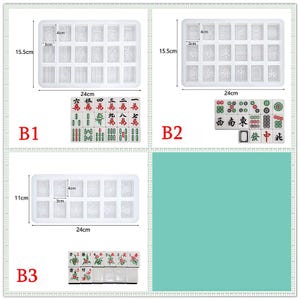 38 40 42 44 Mahjong Stück Silikonform-Glücksspiel Schlüsselanhänger Harzform-Glücksform B1+B2+B3