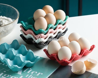 6 Cavities Egg Holder Mold-Egg Dish Concrete Mold-Egg Dish Silicone Mold-Egg Tray Cement Plaster Mold-Egg Storage Tray Resin Mold