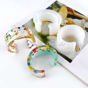 Semi-Open C- Shaped Round Resin Mold-Geometric Bracelet Silicone Mold-Bangle Resin Mold-Resin Flower Bracelet Mold-Epoxy Resin Art Mold