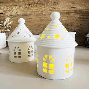 Christmas House Silicone Mold-Light House Mold-Lantern House Mold-LED Round Starry Sky House Mold-Concrete Cement Mold-Plaster Raysin Mold
