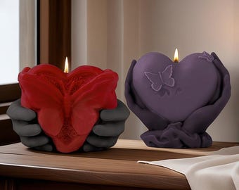3D Heart Candle Silicone Mold-Butterfly Heart Candle Mold-Holding Heart Candle Mold-Valentine Heart Candle Mold-Beeswax Soy Candle Mold